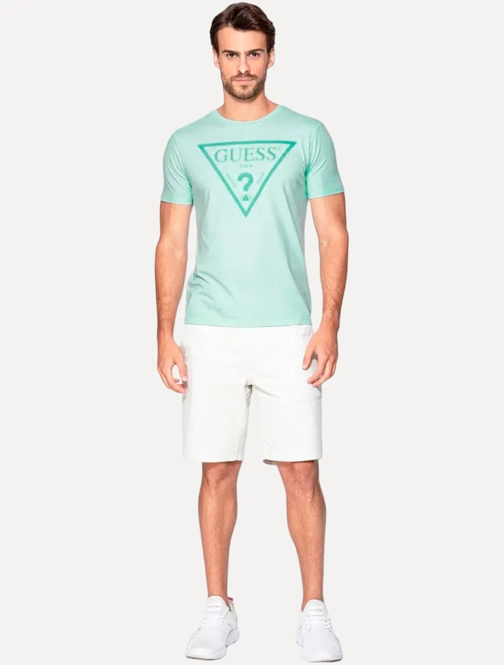 Camiseta Guess Masculina Classic Logo Print Verde Claro
