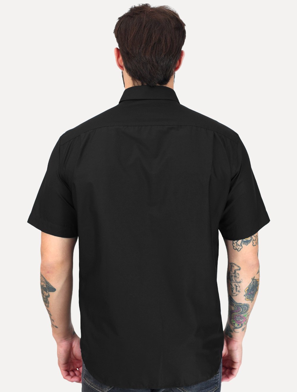 Camisa Dudalina Masculina Manga Curta Comfort Superfine Cotton Mono Logo Lisa Preta