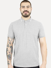 Polo Aramis Masculina Piquet Off Friso Cinza Mescla