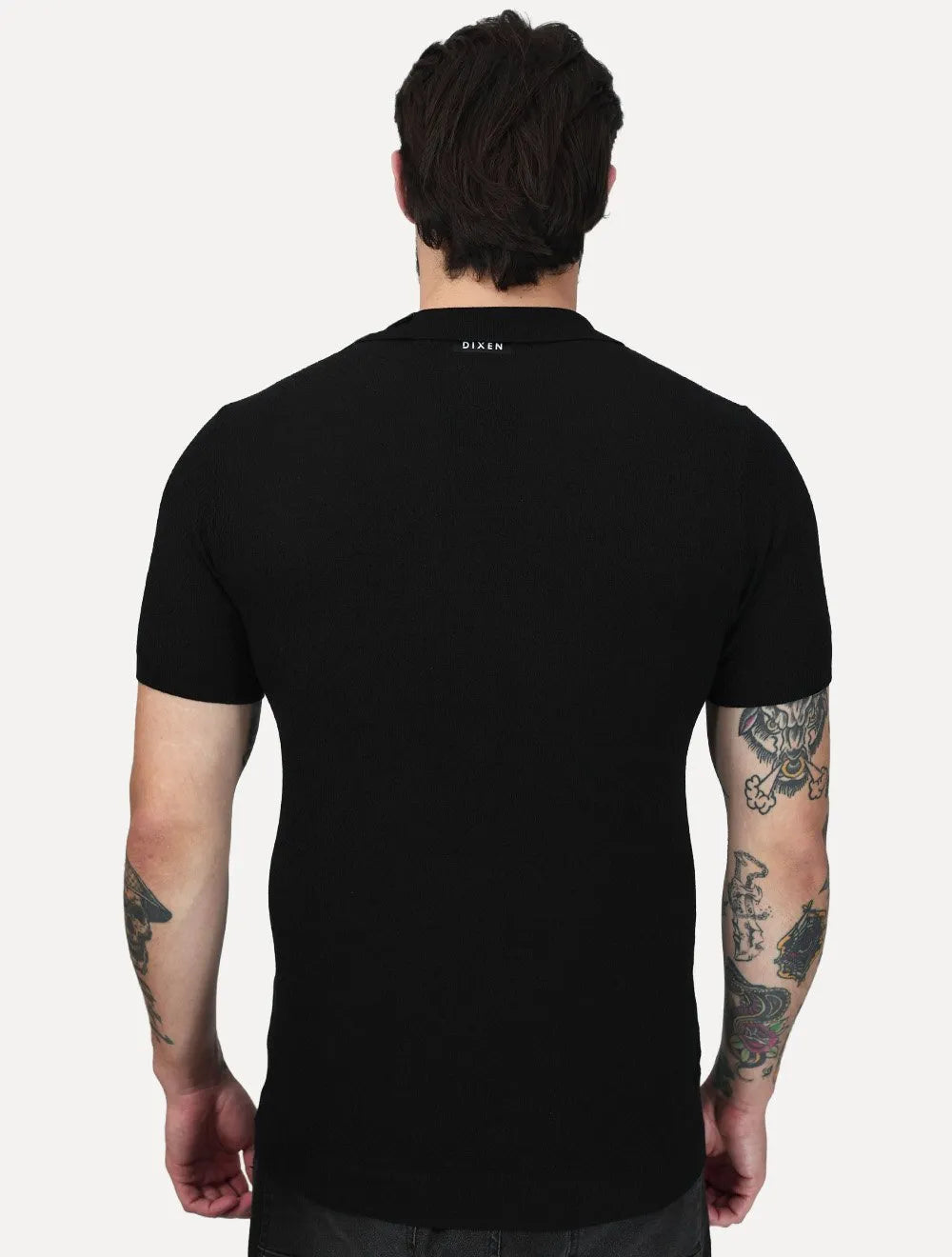 Polo Dixen Masculina Tricot Manga Curta Preta