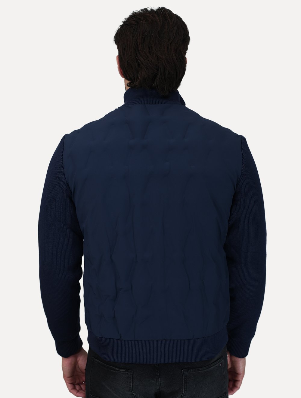 Jaqueta Dixen Masculina Nylon Manga Ribana Pocket Zip Azul Marinho