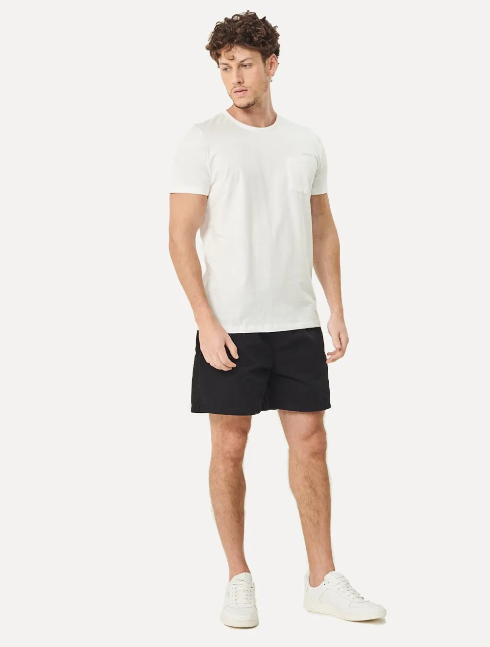 Camiseta King & Joe Masculina Slim Eco Crewneck Pocket Off-White