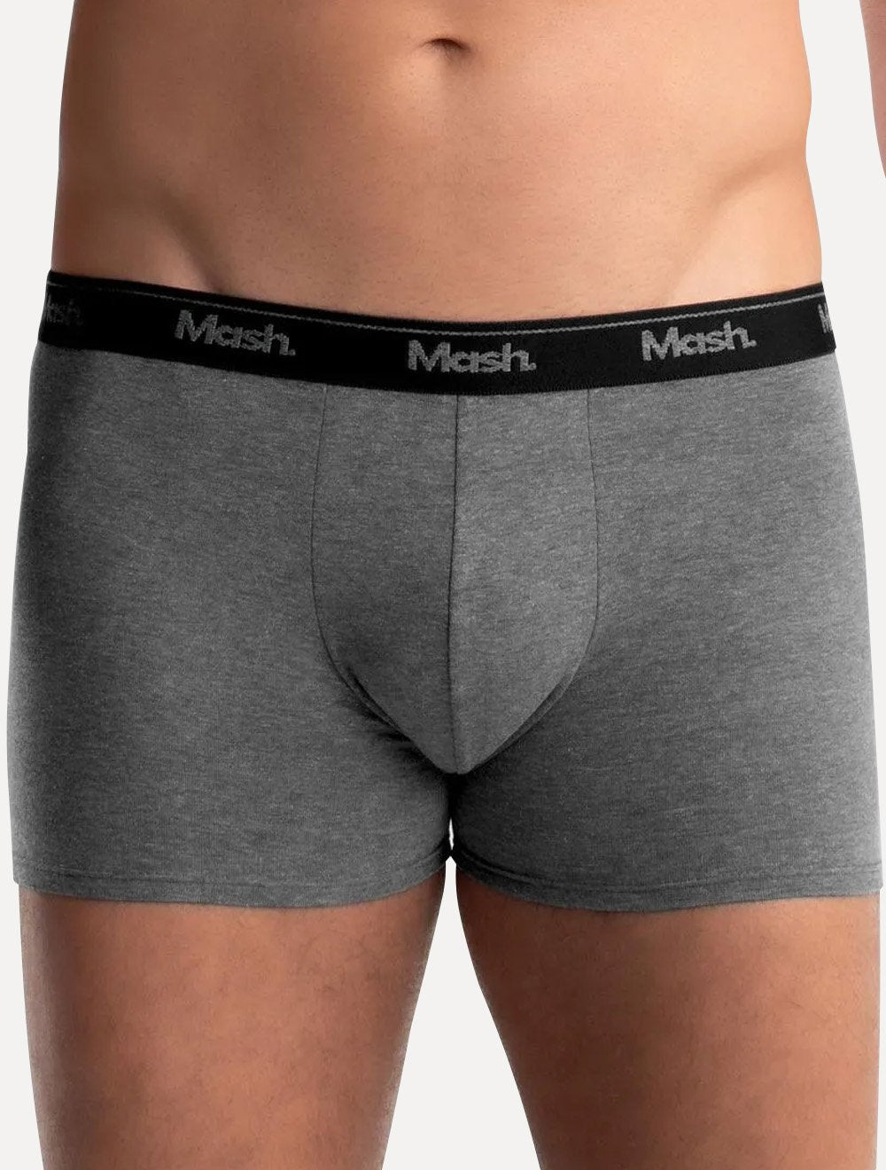 Cueca Mash Boxer Cotton Basic Dark Logo Cinza Mescla Escuro