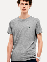 Camiseta Lacoste Masculina Jérsei Algodão Pima Cinza Mescla