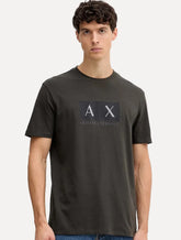Camiseta Armani Exchange Masculina Regular AX Texturized Logo Verde Militar