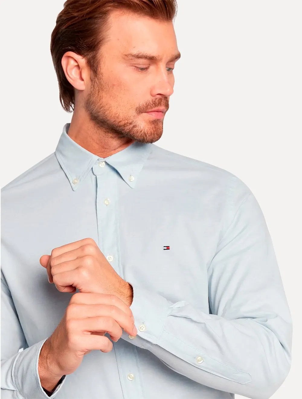 Camisa Tommy Hilfiger Masculina Regular Core Oxford Azul Claro