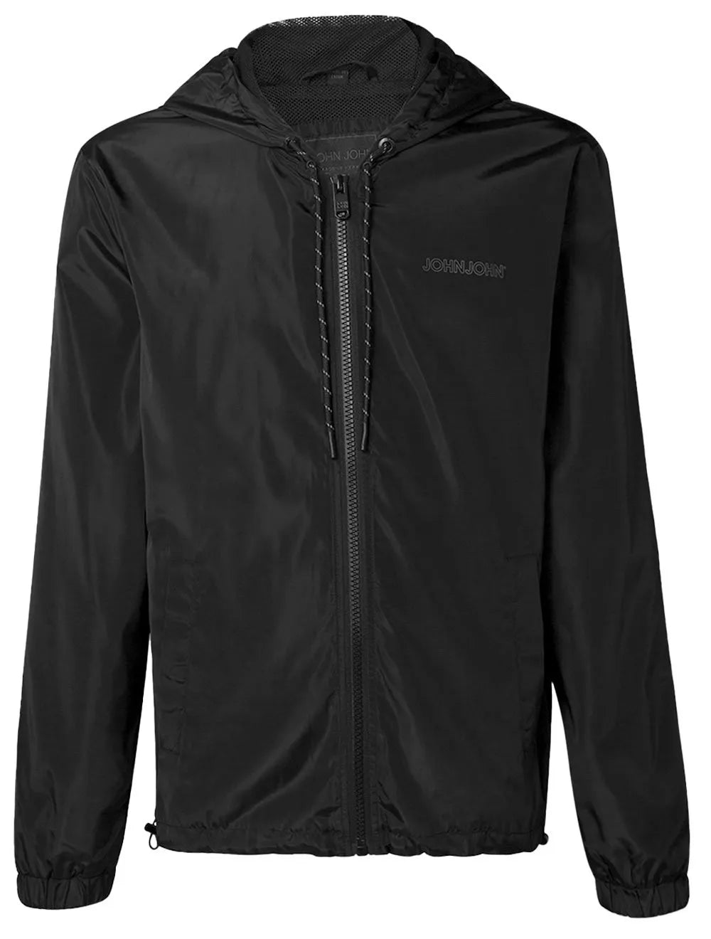 Jaqueta John John Masculina Hoodie Nylon Logo Preta