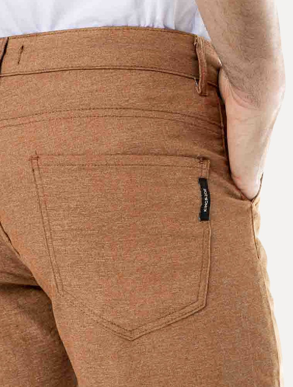 Bermuda King & Joe Sarja Masculina Slim Texture Marrom Mescla