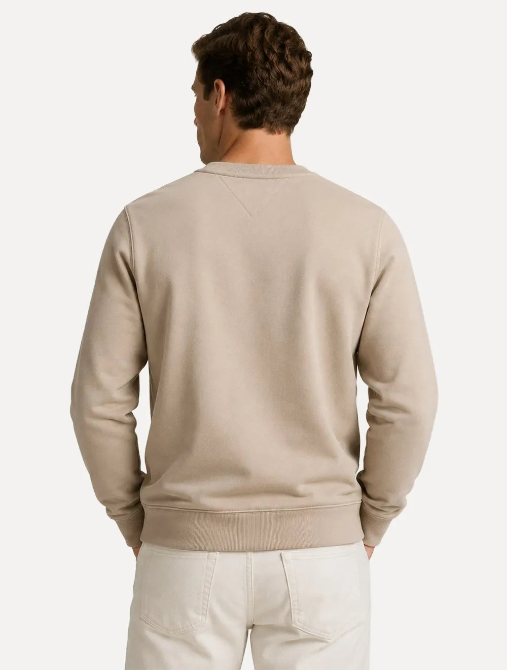 Moletom Tommy Hilfiger Masculino Fleece Logo Crewneck Cáqui