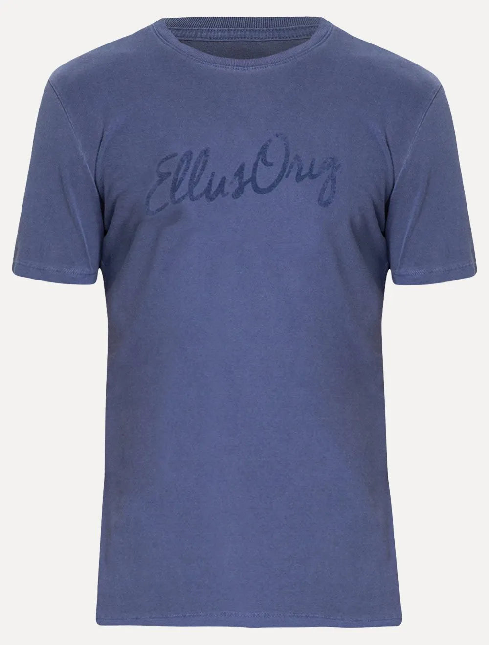 Camiseta Ellus Masculina Cotton Washed Origin. Script Azul Escuro