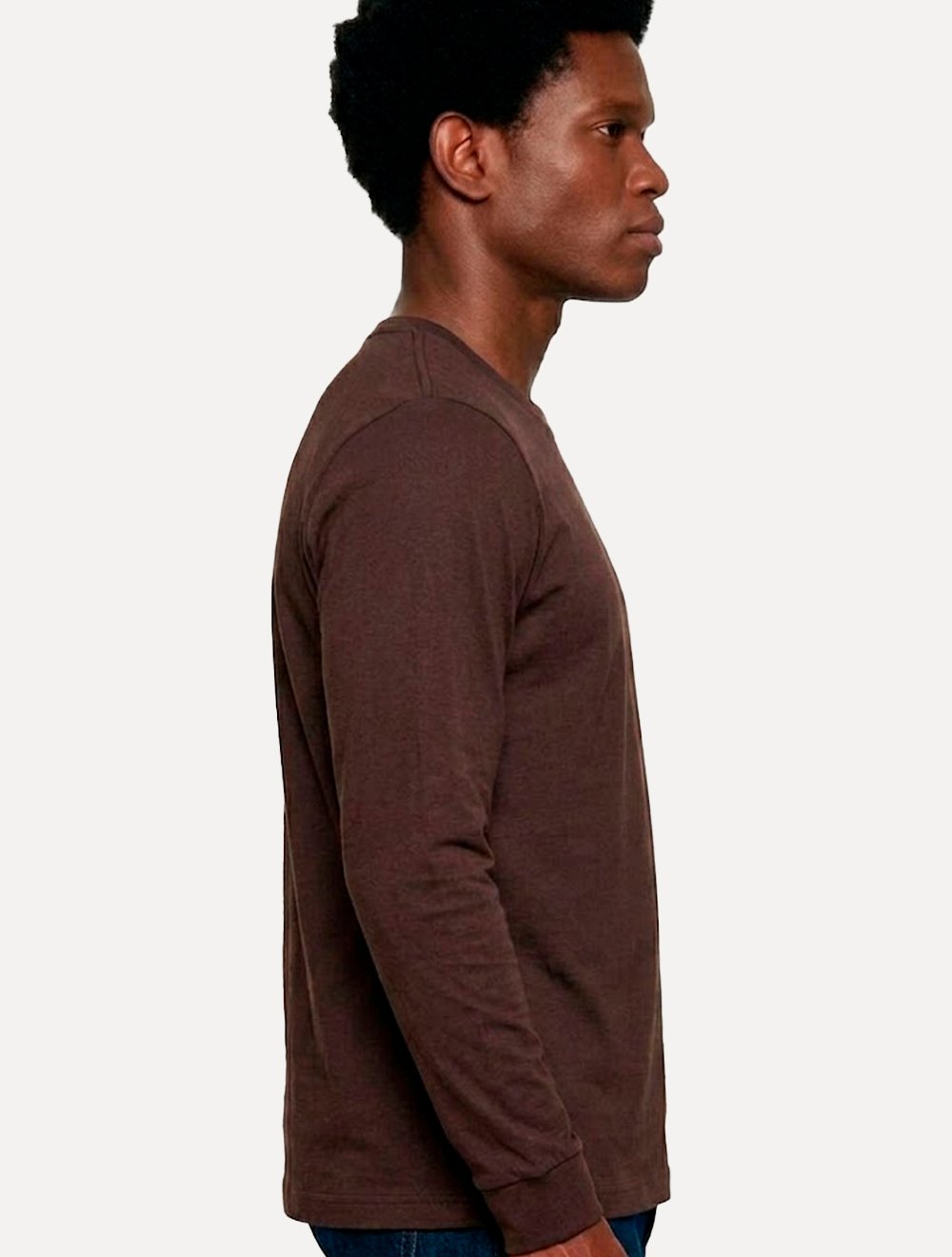 Camiseta Aramis Masculina Basic Lisa Manga Longa Mono Logo Marrom Café