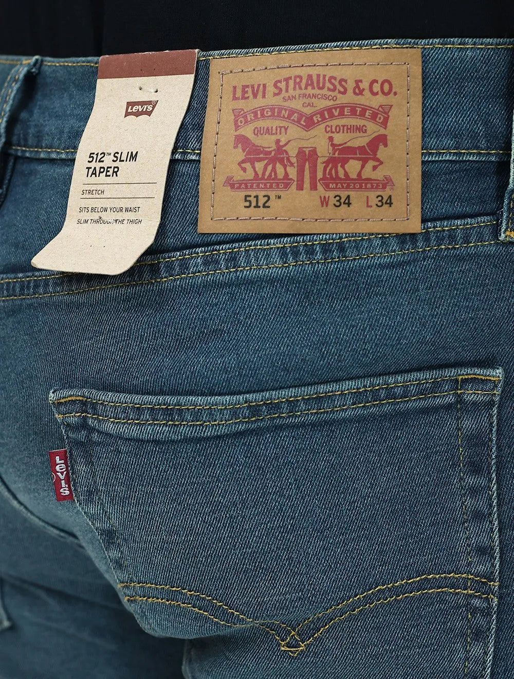Calça Levis Jeans Masculina 512 Slim Taper Stretch Azul Médio