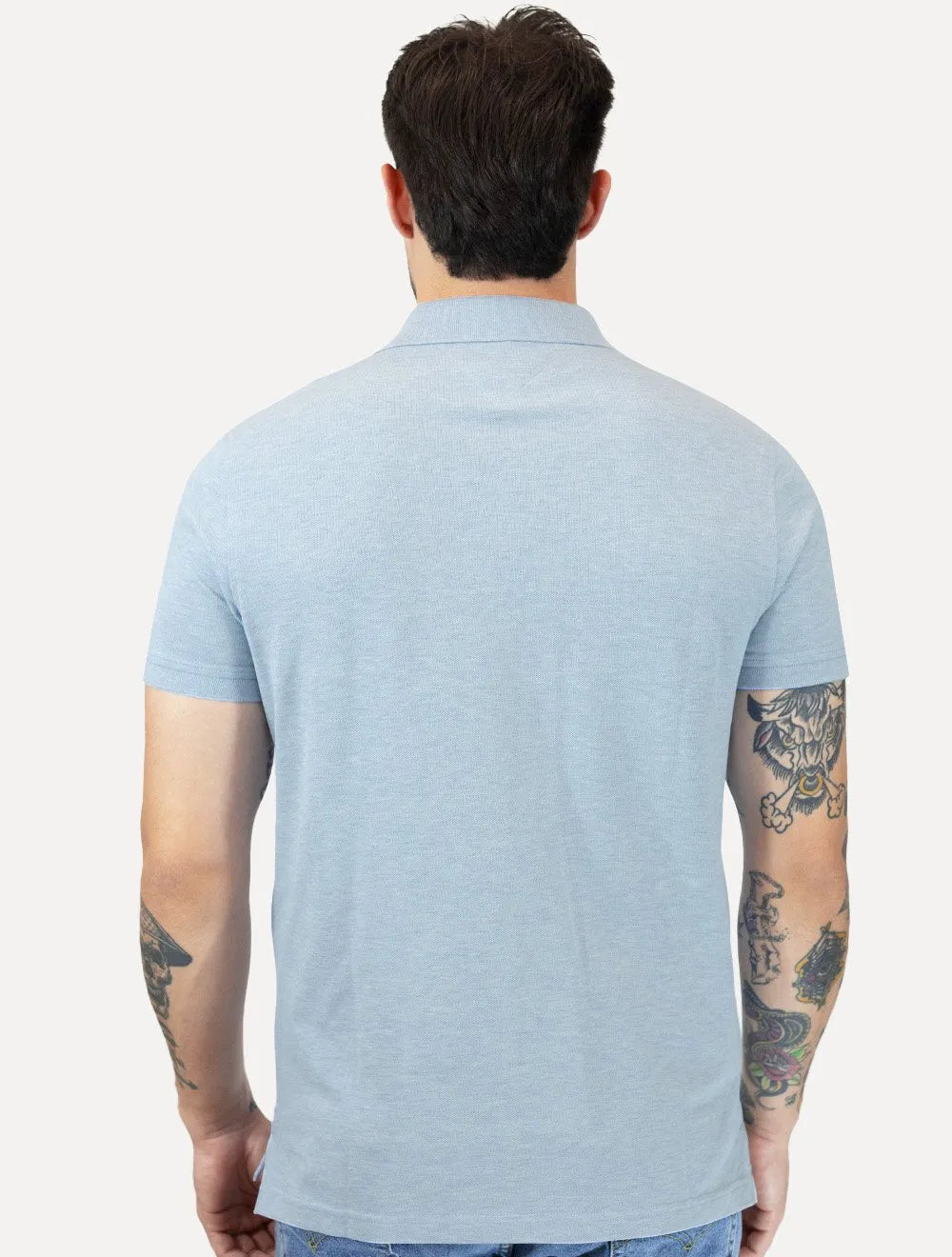 Polo Tommy Hilfiger Masculina Regular Piquet 1985 Azul Claro Mescla