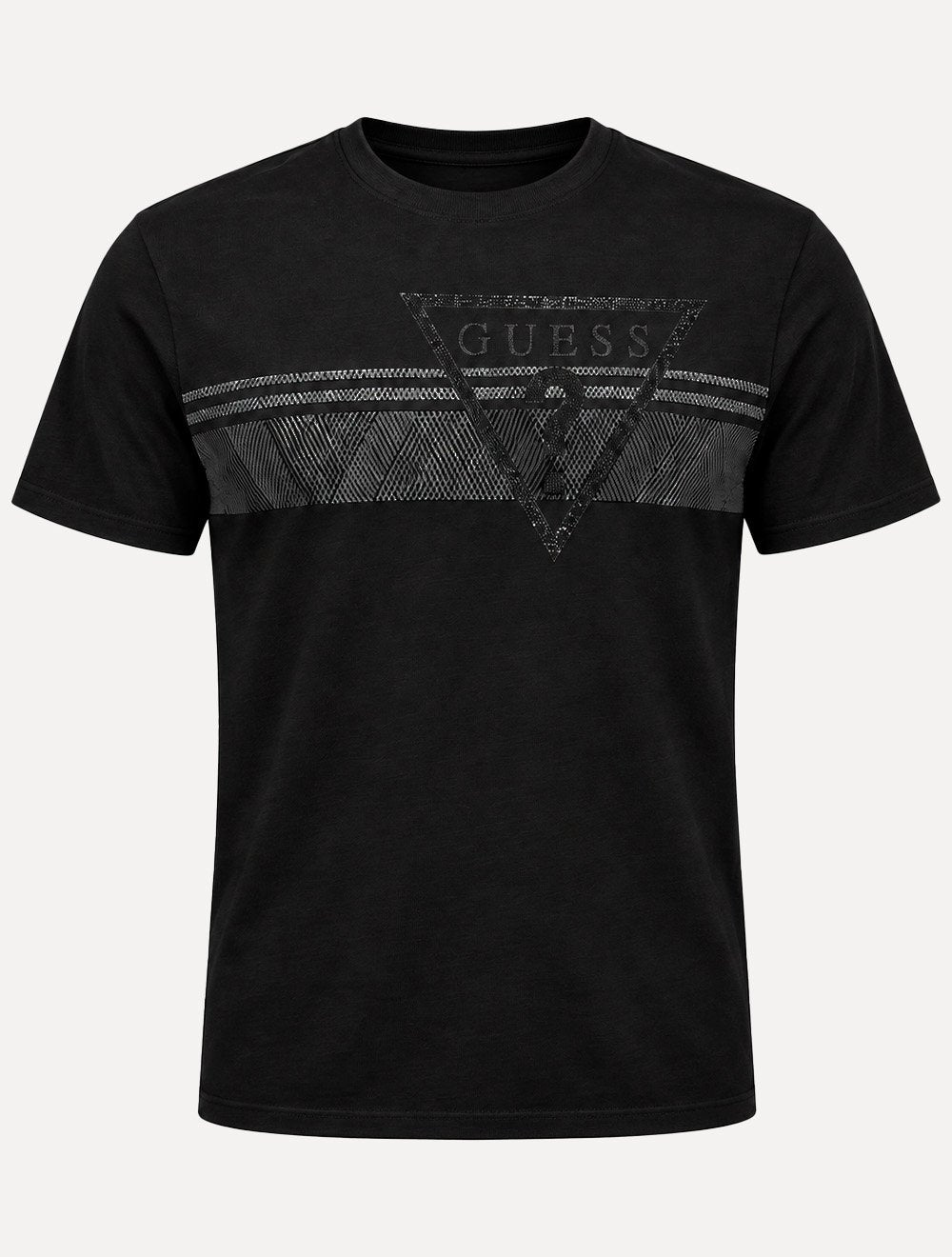 Camiseta Guess Masculina Big Chest Inverse Line Logo Preta