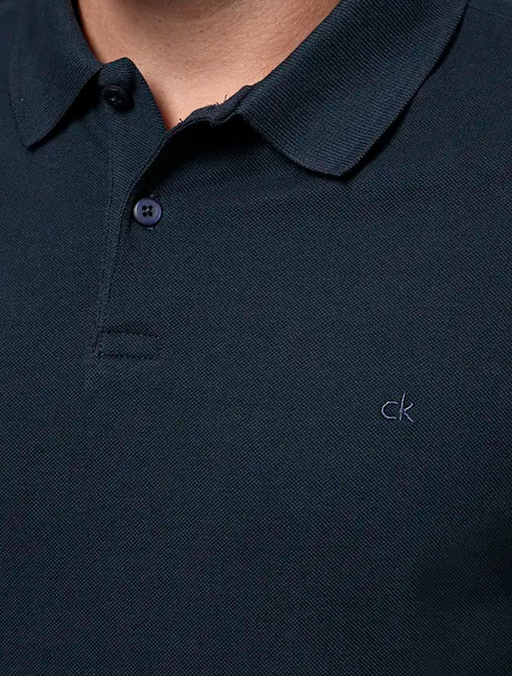 Polo Calvin Klein Masculina Piquet Regular Básica Mono Sem Friso Azul Medio