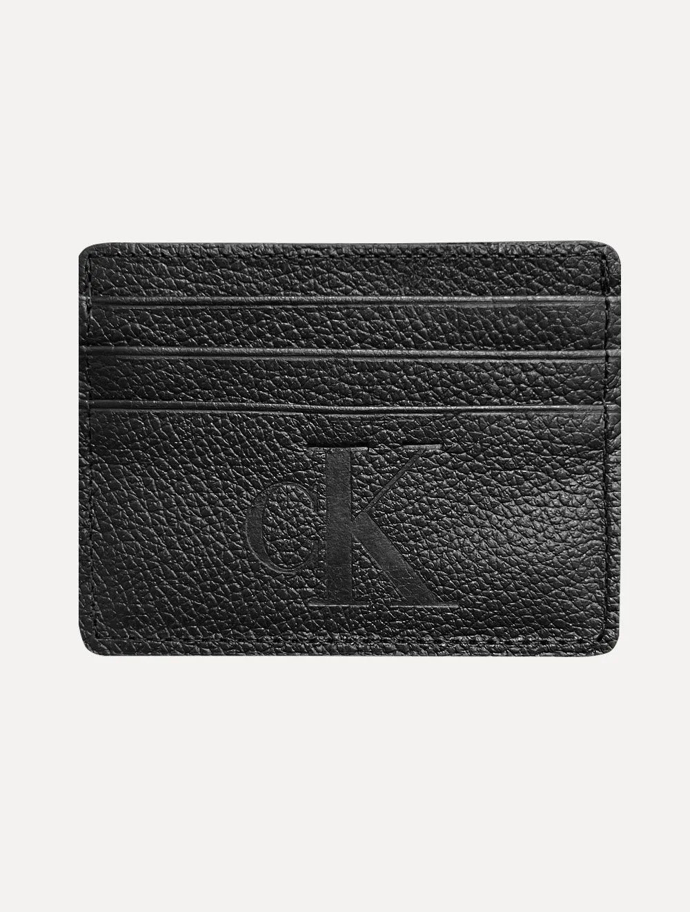 Carteira Calvin Klein Jeans Porta Cartão Couro CK Queima Preta
