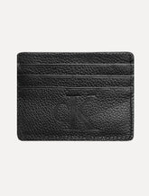 Carteira Calvin Klein Jeans Porta Cartão Couro CK Queima Preta