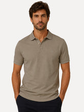 Polo Aramis Masculina Piquet Basic Mono Cáqui Escuro Mescla
