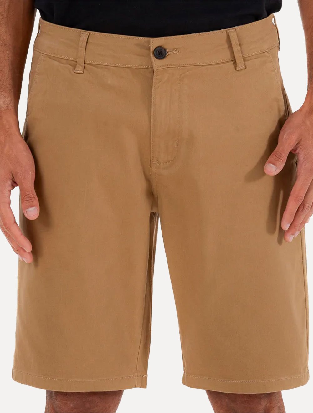 Bermuda King & Joe Masculina Sarja Slim Elastano Cáqui