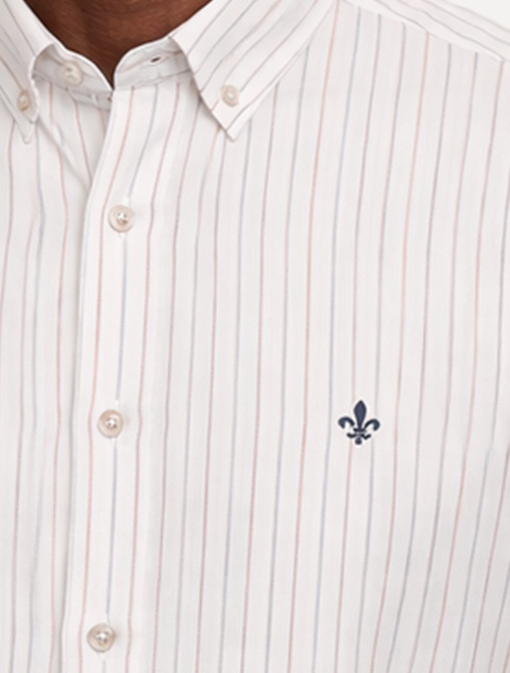 Camisa Dudalina Masculina Comfort Superfine Cotton Oxford Listrada Branca