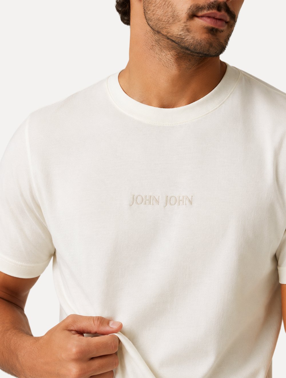 Camiseta John John Masculina Regular Fit Clean Off White