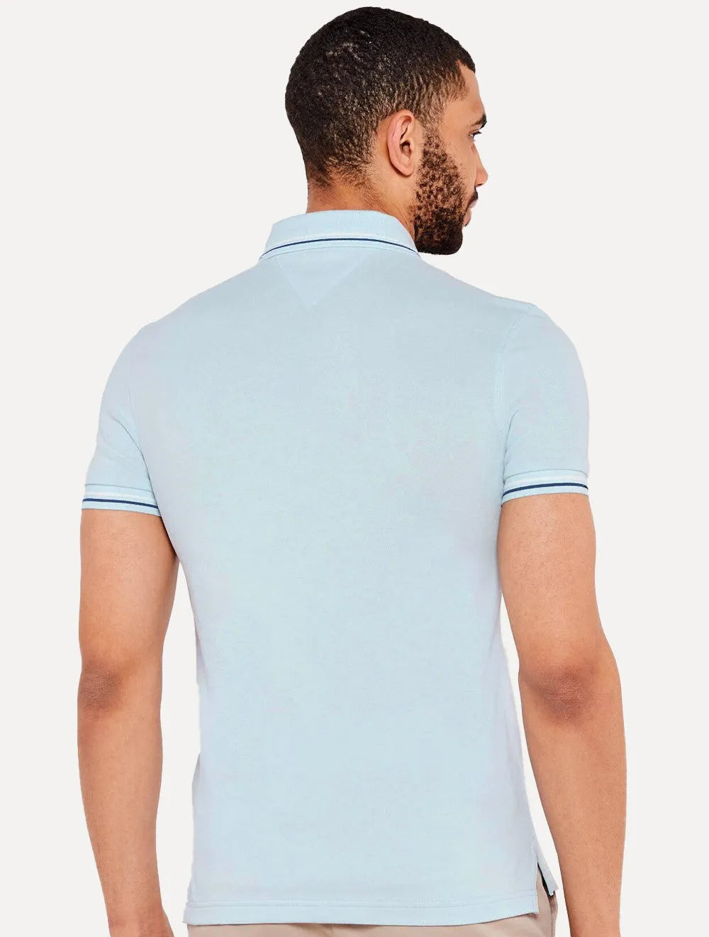 Polo Tommy Hilfiger Masculina Malha Liquid Cotton Seasonal Azul Claro