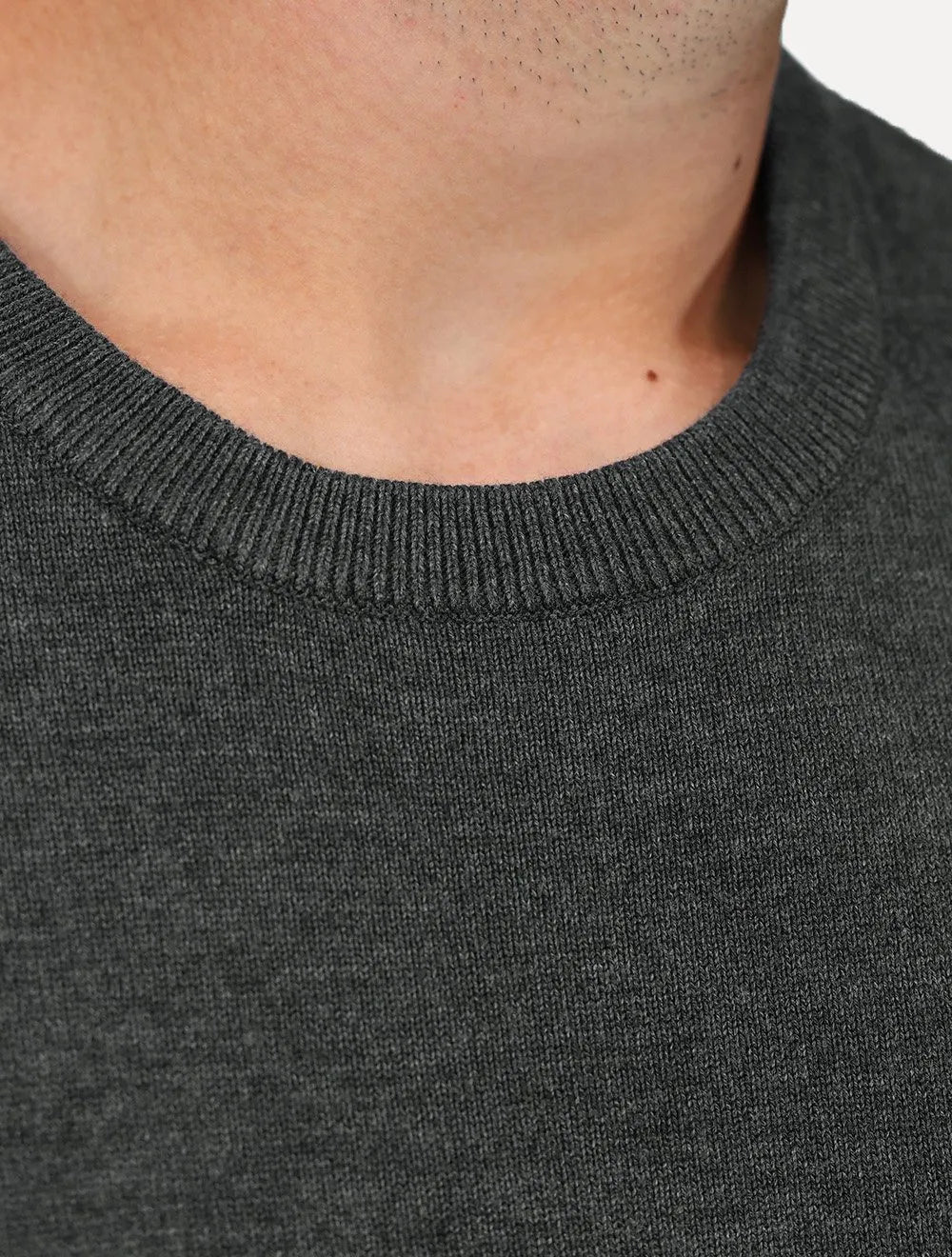 Suéter Calvin Klein Jeans Masculino Tricot Gola Careca Liso Chumbo