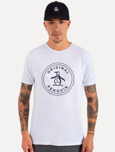 Camiseta Original Penguin Masculina Navy Circle Logo Branca