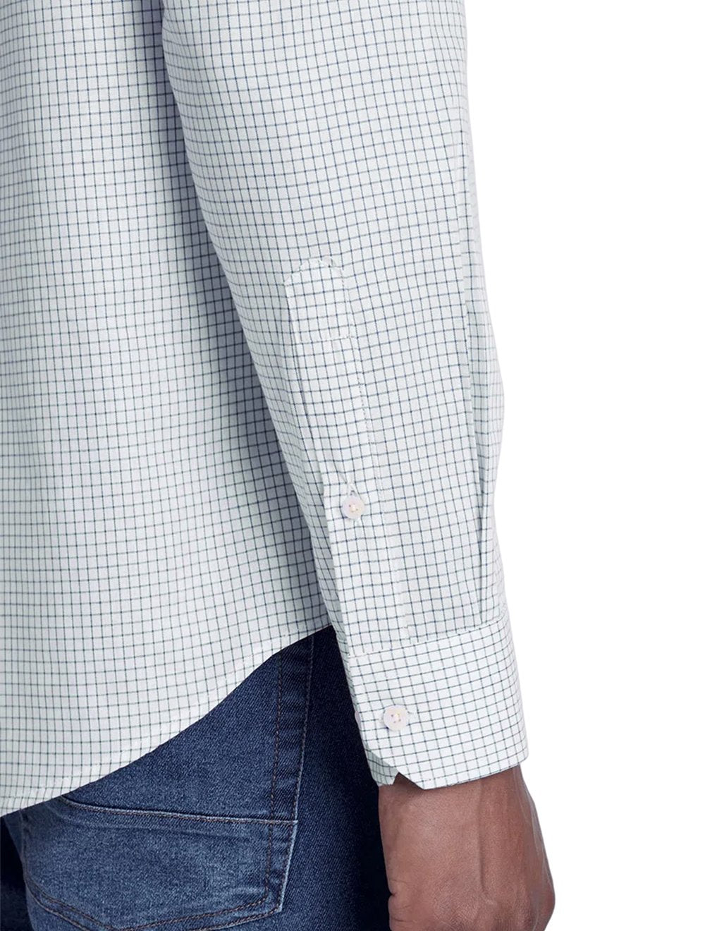 Camisa Aramis Masculina Regular Tricoline Micro Xadrez Branca/Azul Índigo