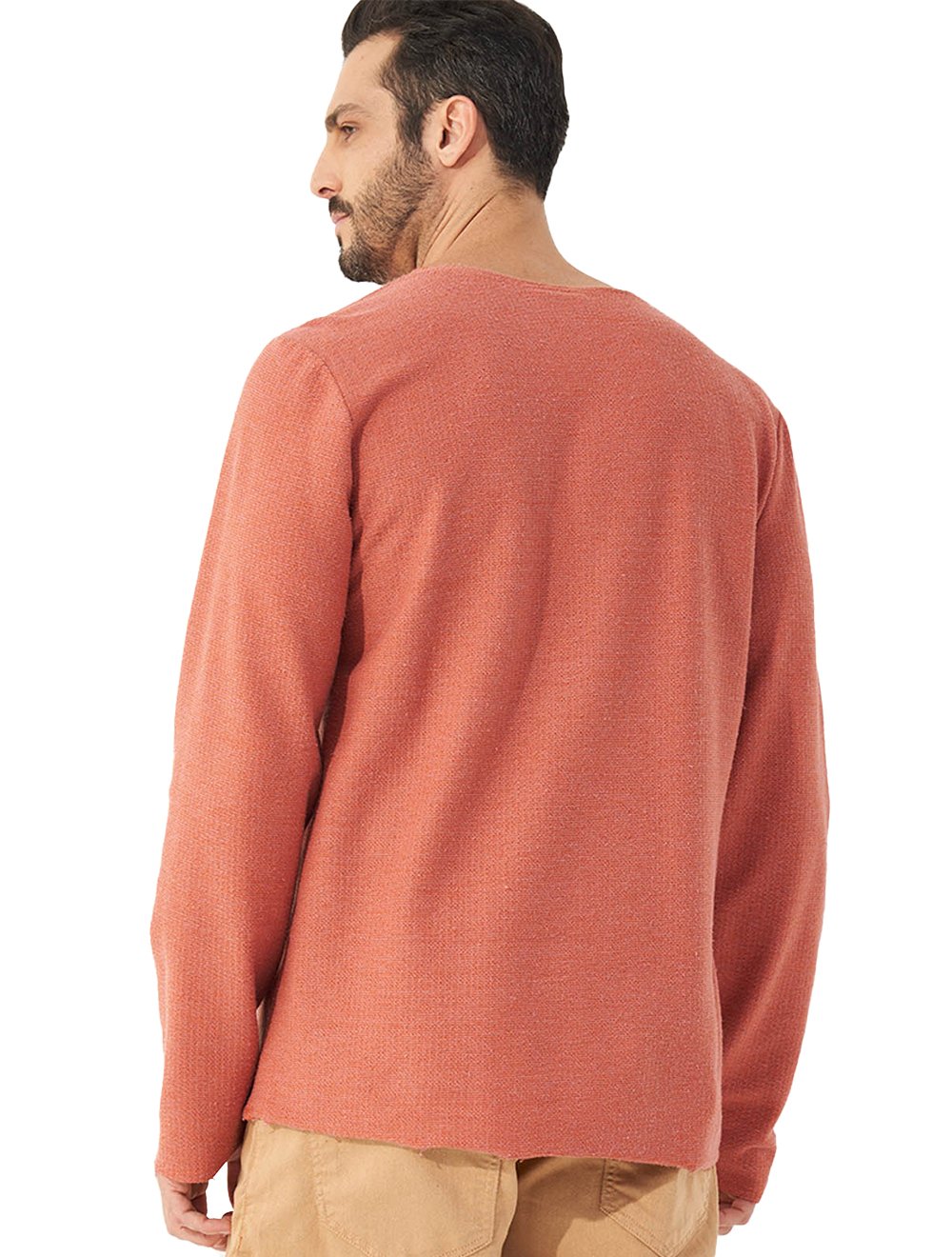 Moletom Colcci Masculino Crewneck Texture Refile Terracota Mescla