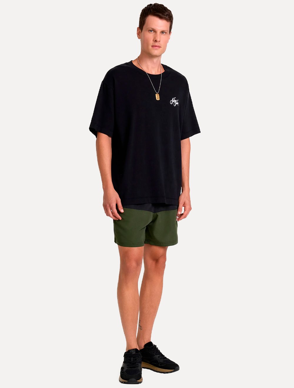 Short John John Masculino Regular Fit Bicolor Preto/Verde Escuro