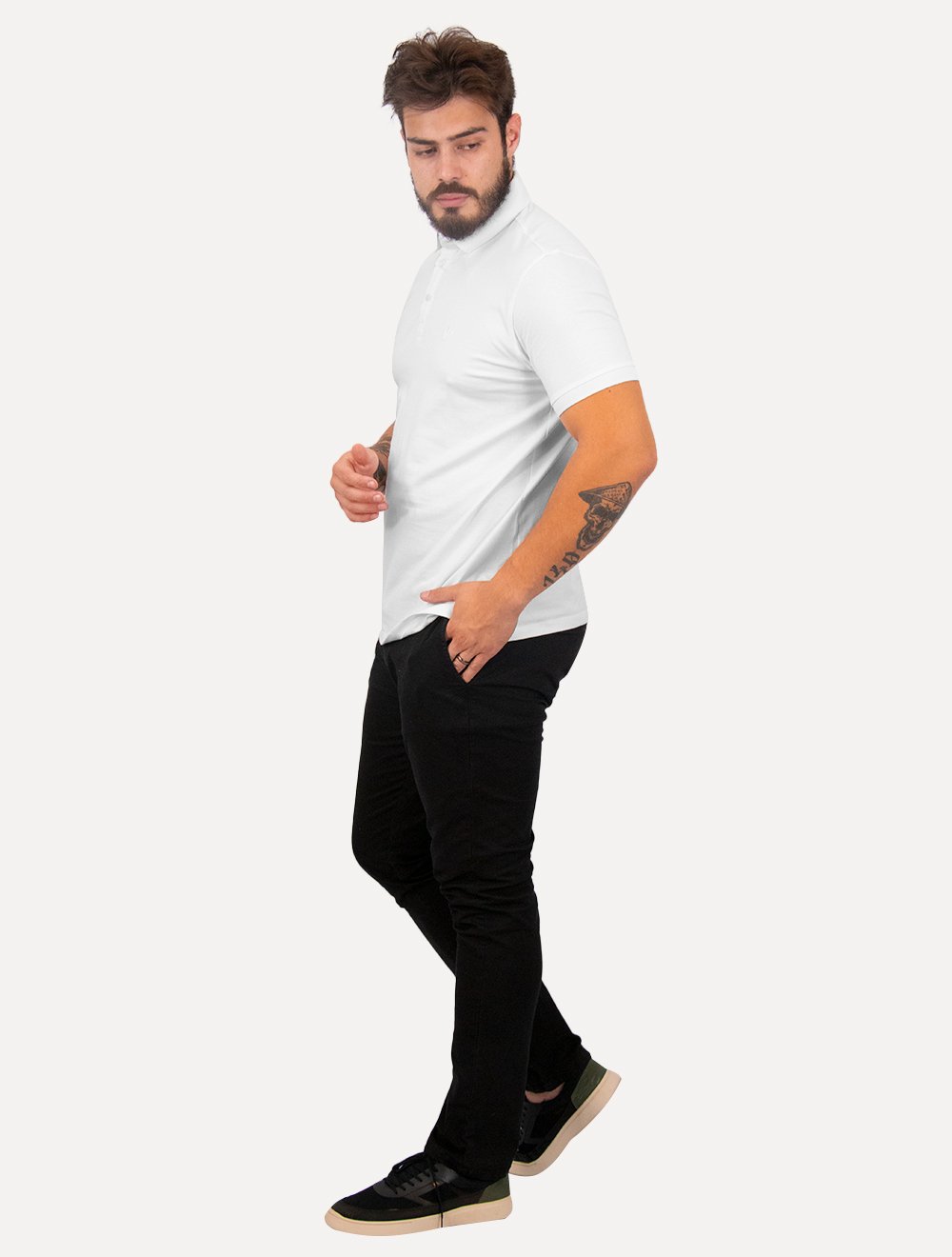 Polo Dudalina Masculina Slim Malha Branca