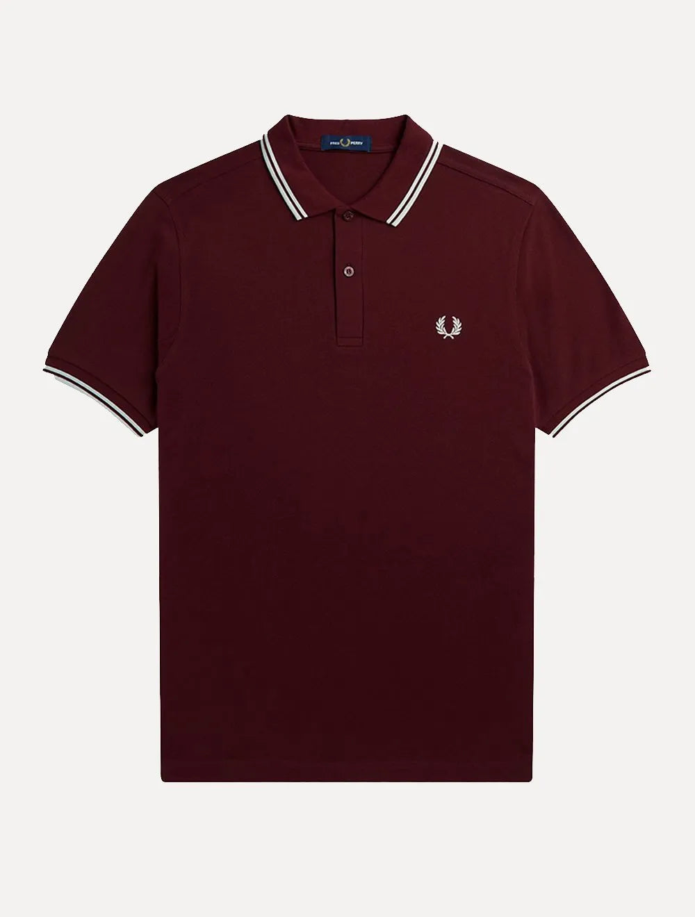 Polo Fred Perry Masculina Piquet Regular White Twin Tipped Bordô