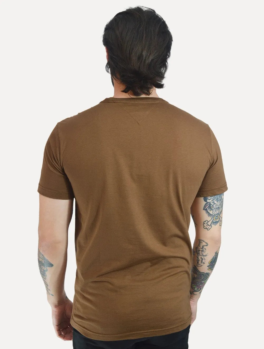 Camiseta Tommy Hilfiger Masculina Core Logo Tee Marrom Escuro
