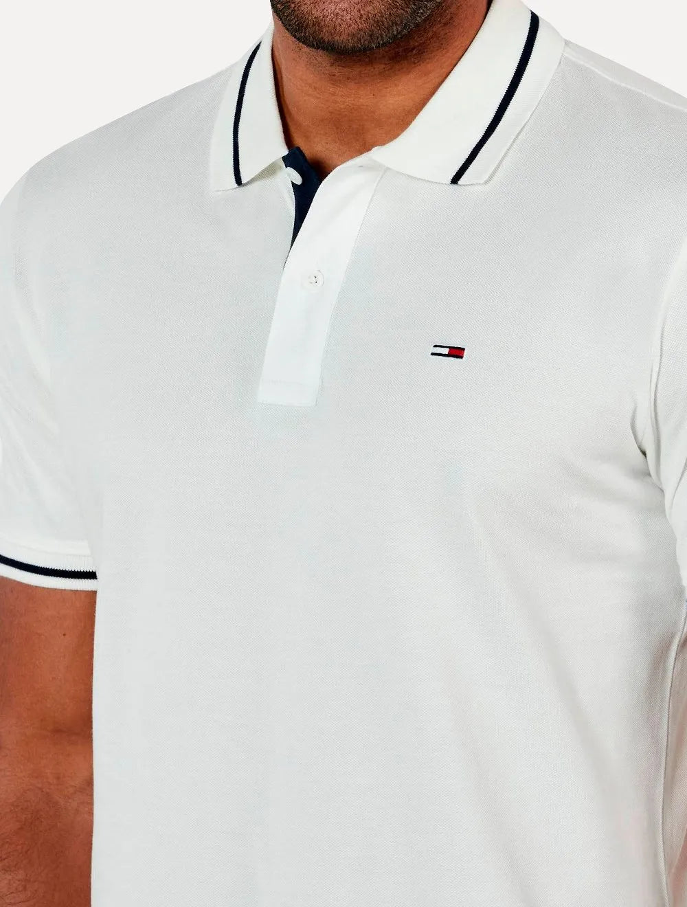 Polo Tommy Jeans Masculina Piquet Regular Tipped Branca