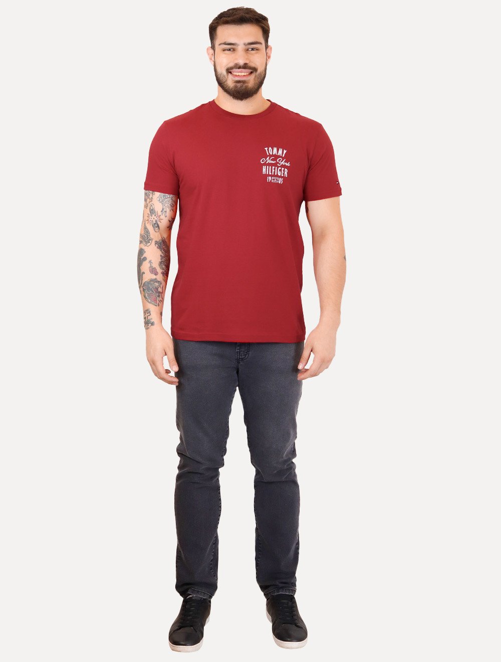 Camiseta Tommy Hilfiger Masculina Inverse Climate Tee Logo Vermelha