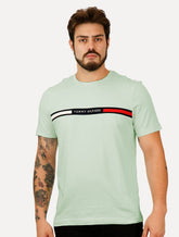Camiseta Tommy Hilfiger Masculina Chest Insert Logo Verde Claro