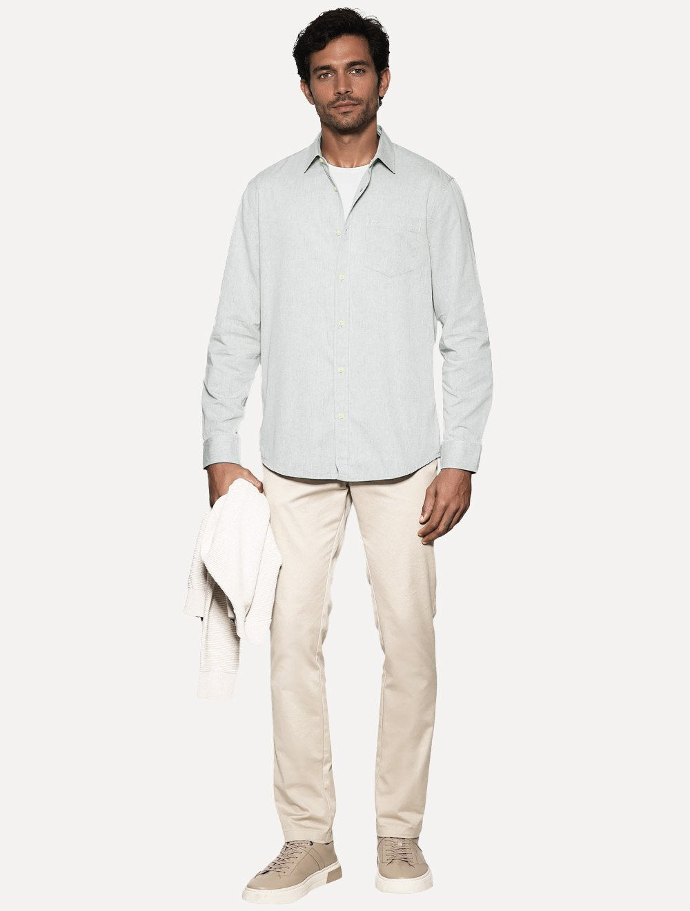 Camisa Aramis Masculina Regular Algodão Lotte Pocket Verde Claro