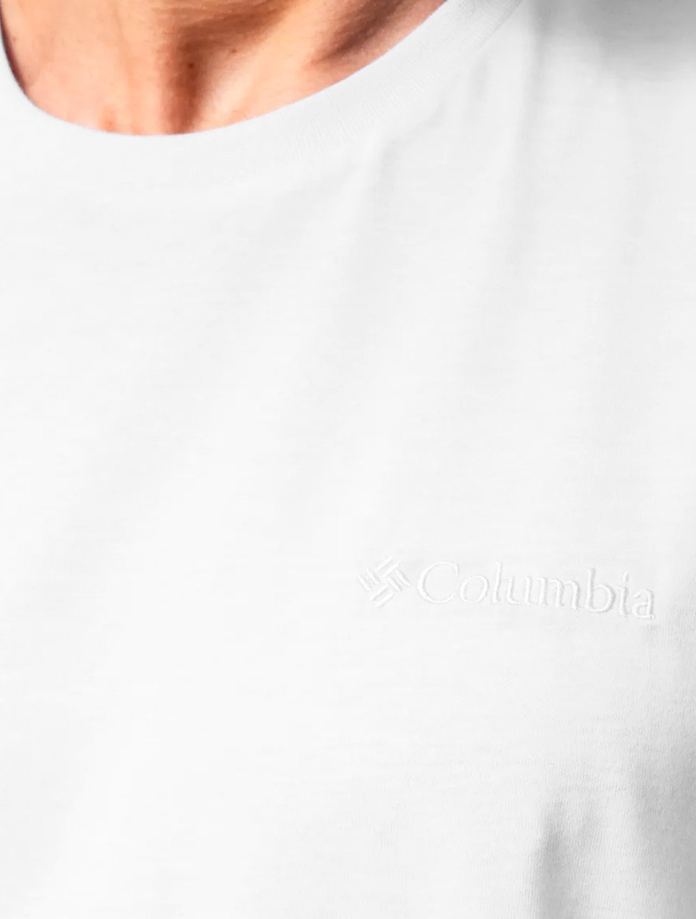 Camiseta Columbia Masculina Basica Logo Bordado Branca