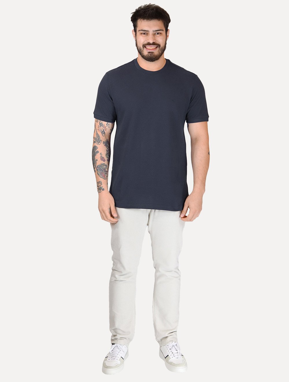 Camiseta Aramis Masculina Piquet Gola Retilinea Textura Azul Marinho