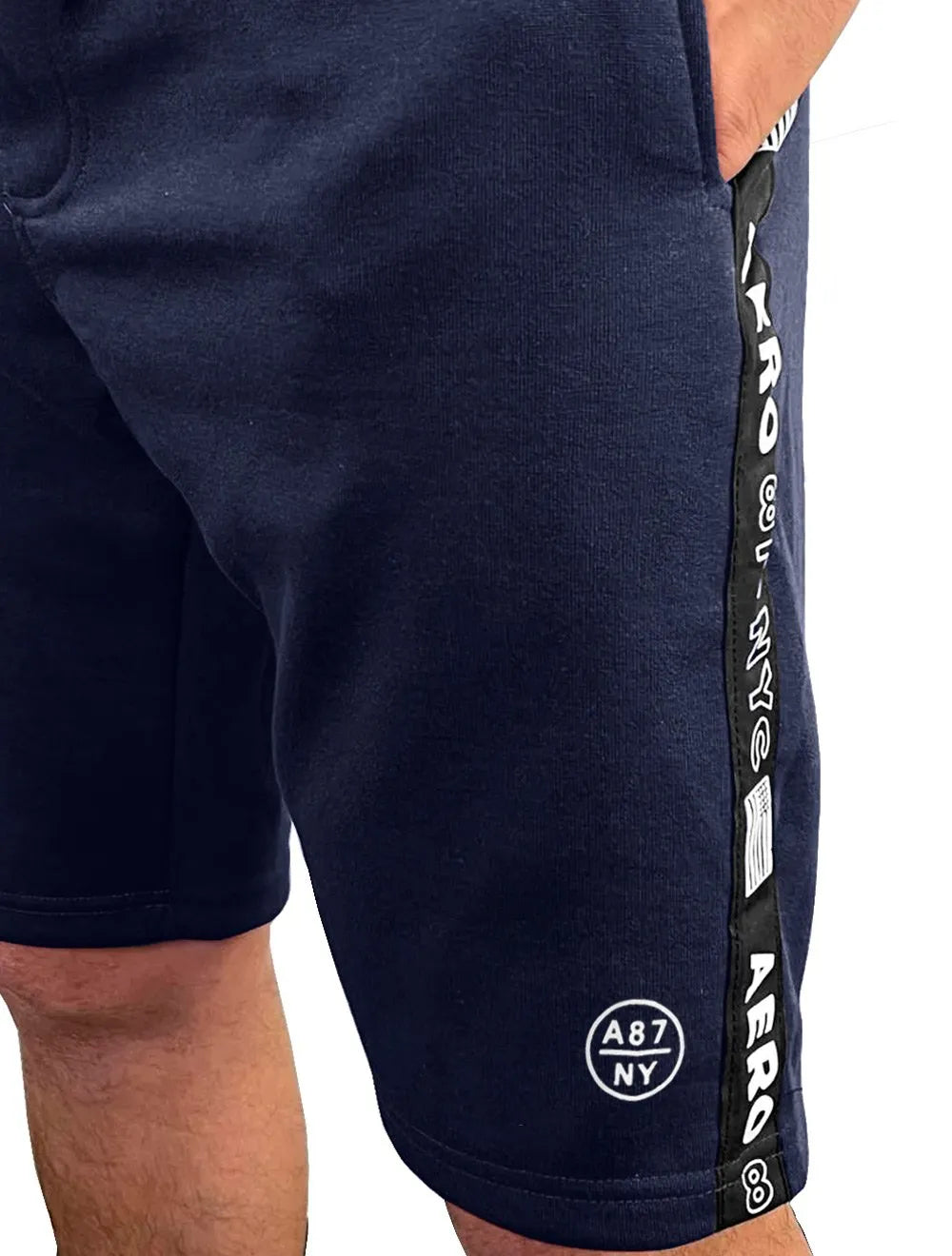 Bermuda Aeropostale Moletom Masculina A87/NYC Flag Tape Azul Marinho
