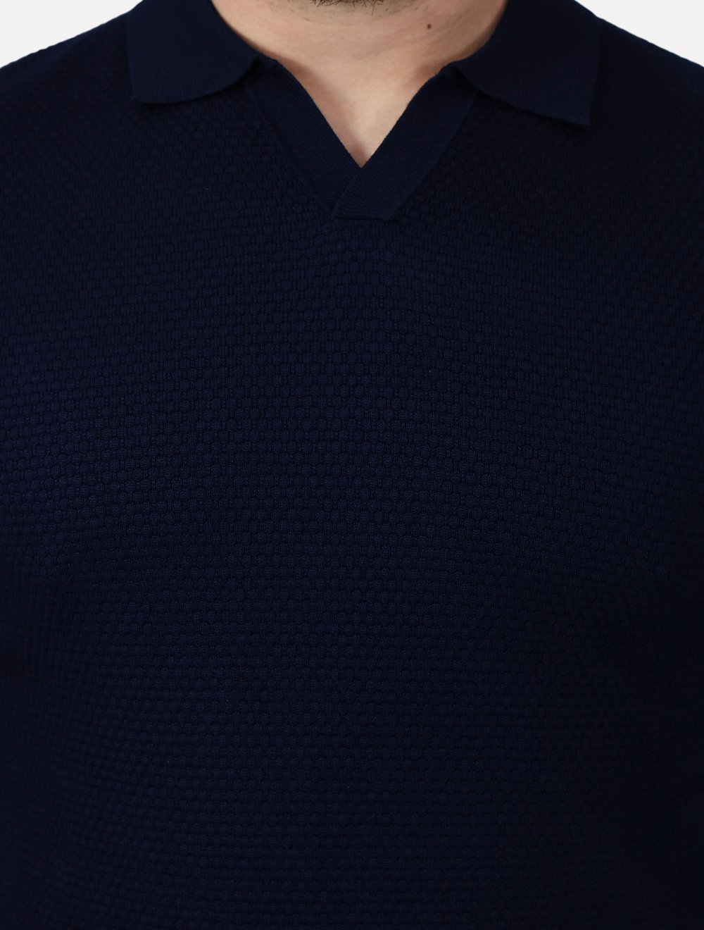 Camiseta Dixen Masculina Tricot Manga Longa Jacquard Seamless Azul Marinho