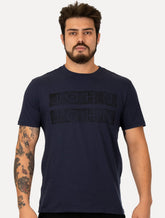 Camiseta John John Masculina Regular Logo Plat Azul Escuro