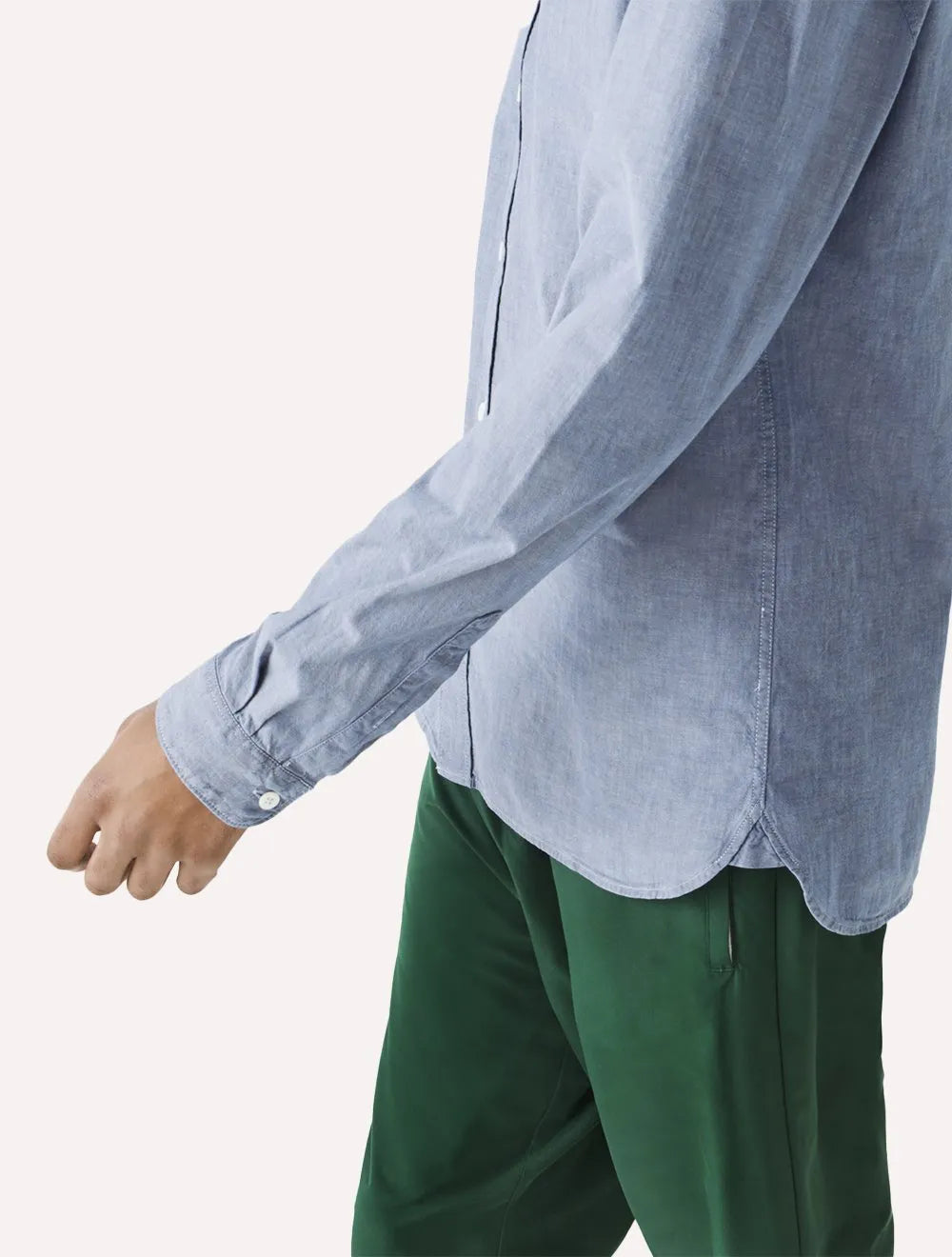 Camisa Lacoste Masculina Slim Cotton Chambray Azul Escuro Mescla