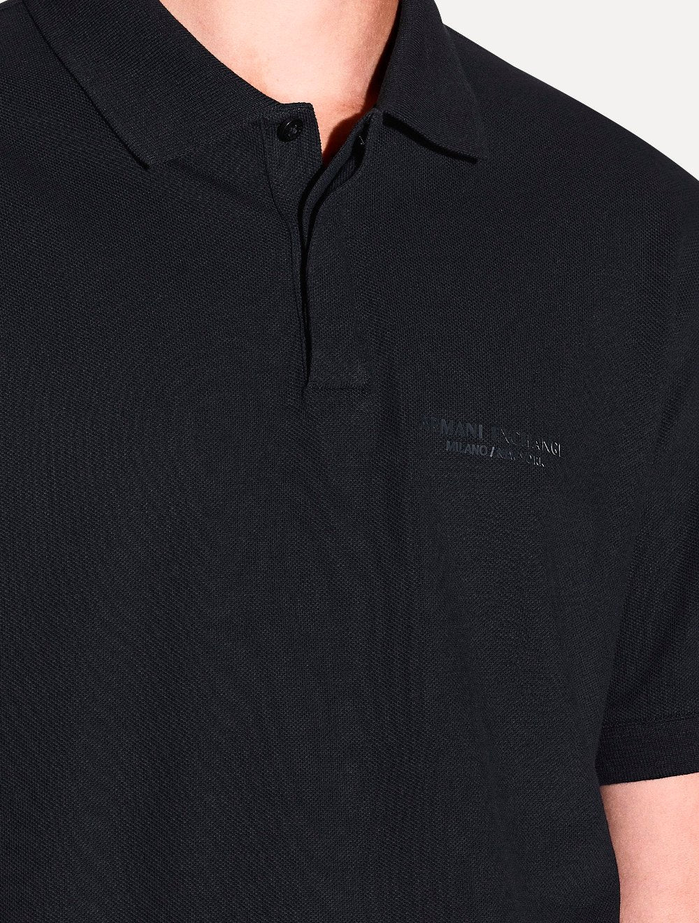 Camisa Polo Armani Exchange Regular Fit Light Logo Milano Azul Marinho