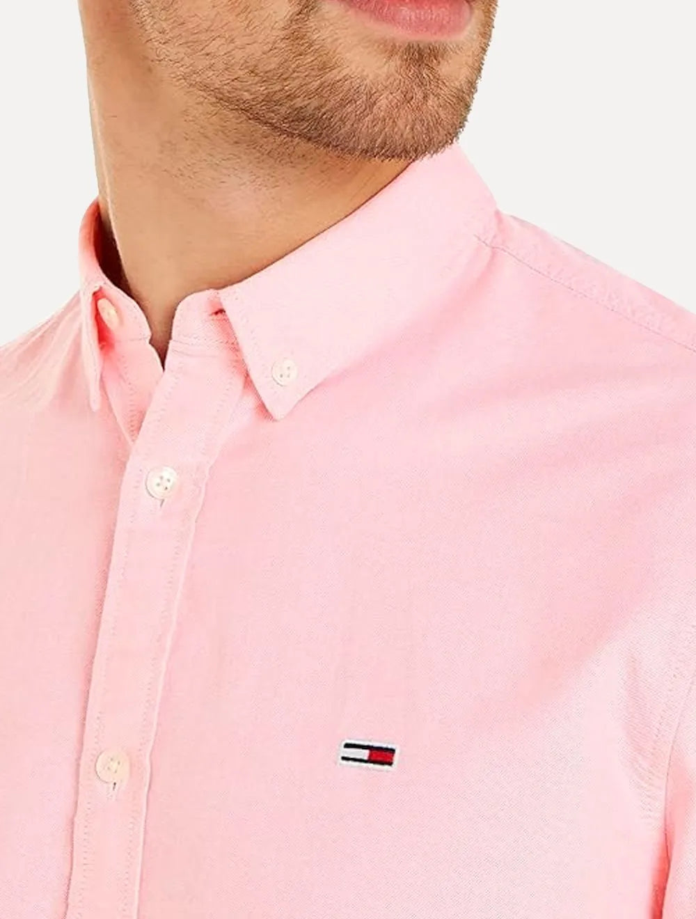 Camisa Tommy Jeans Masculina Regular Entry Oxford Rosa