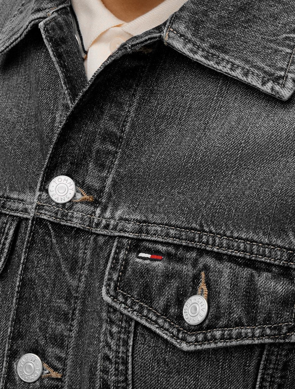 Jaqueta Tommy Jeans Masculina Regular Ryan Trucker Cinza Claro