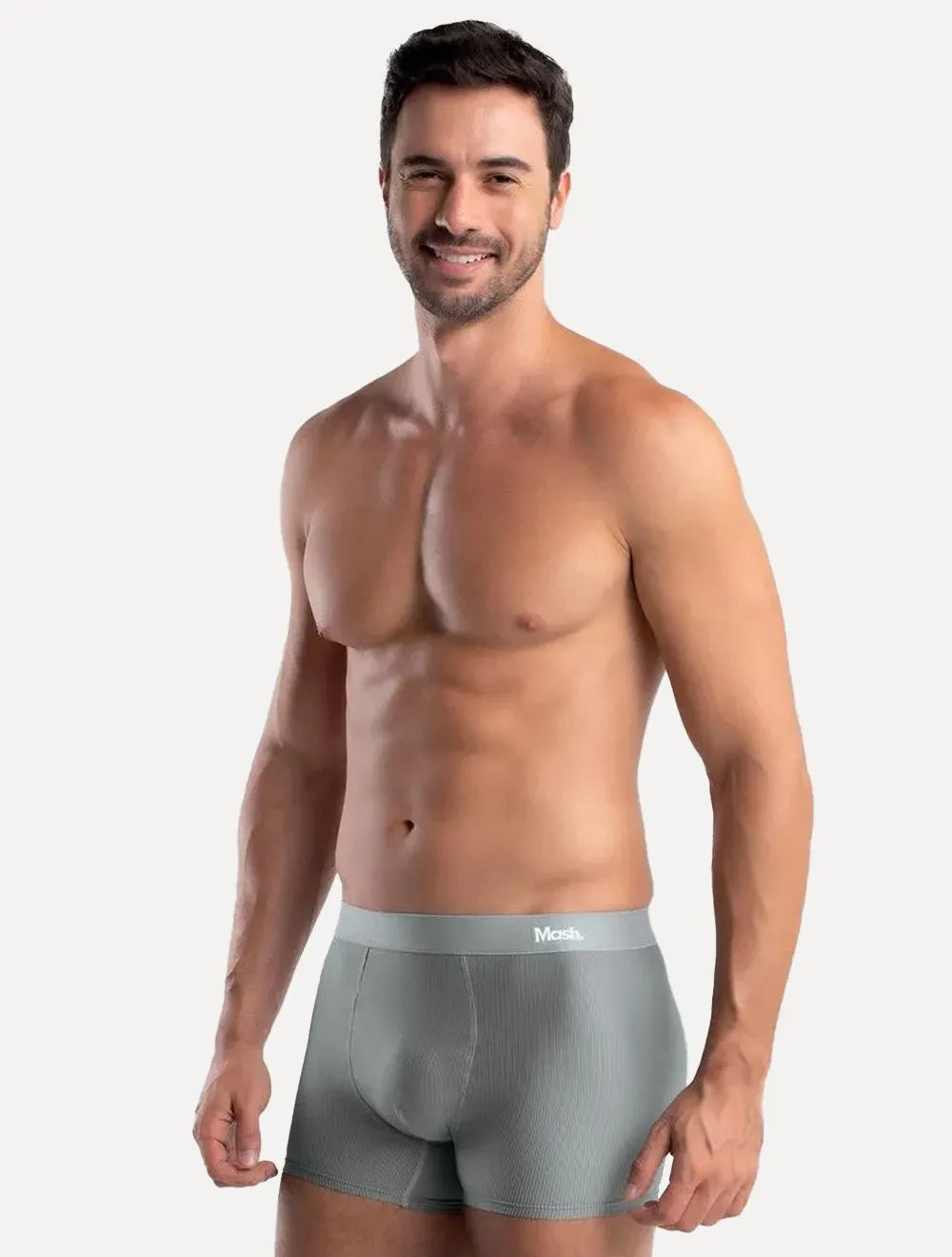 Cueca Mash Masculina Boxer Microfibra Risca de Giz Cinza