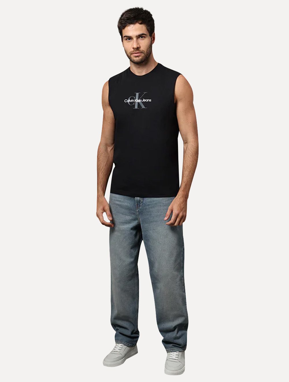 Regata Calvin Klein Jeans Masculina New Re Issue Logo Preta