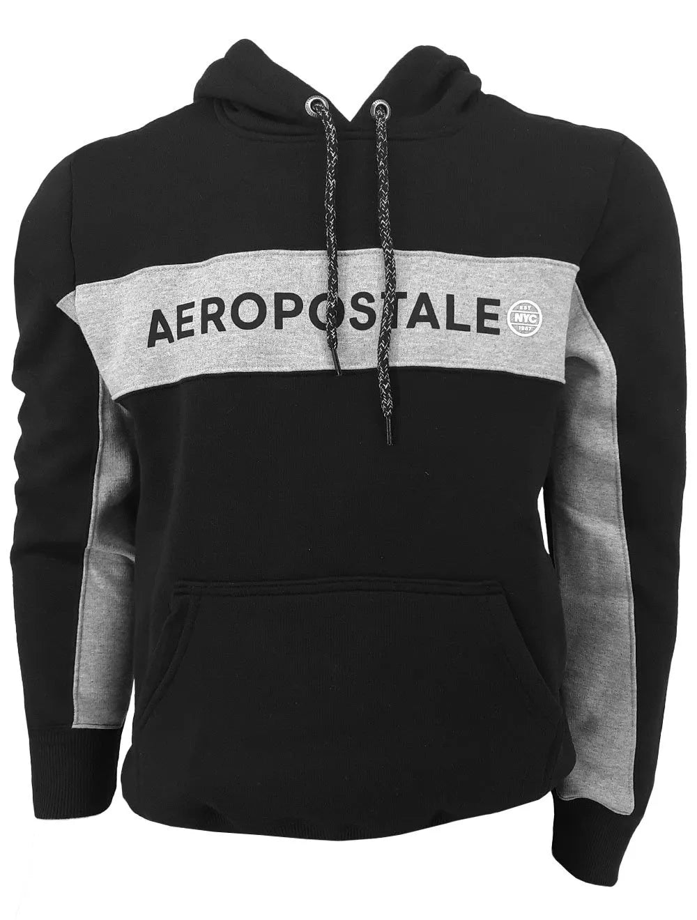 Moletom Aeropostale Masculino Hoodie Colorblock Logo Preto